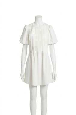NEW TCEC pleated a-line dress in white